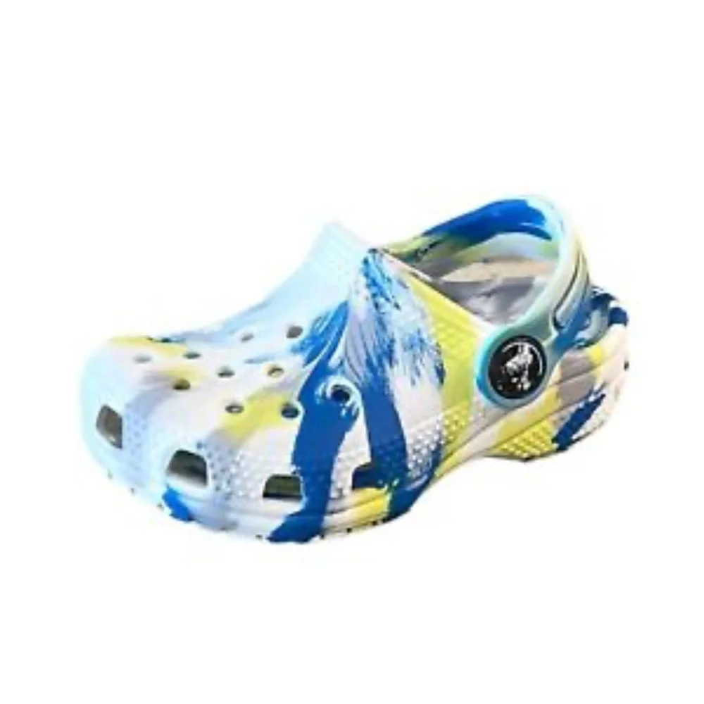 Crocs Classic Girls Blue White Clogs Size 6 Toddler